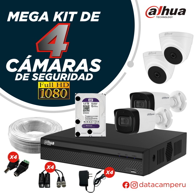 Kit Camaras De Seguridad 4 Ch 1080 + 4 Cámaras Seguridad